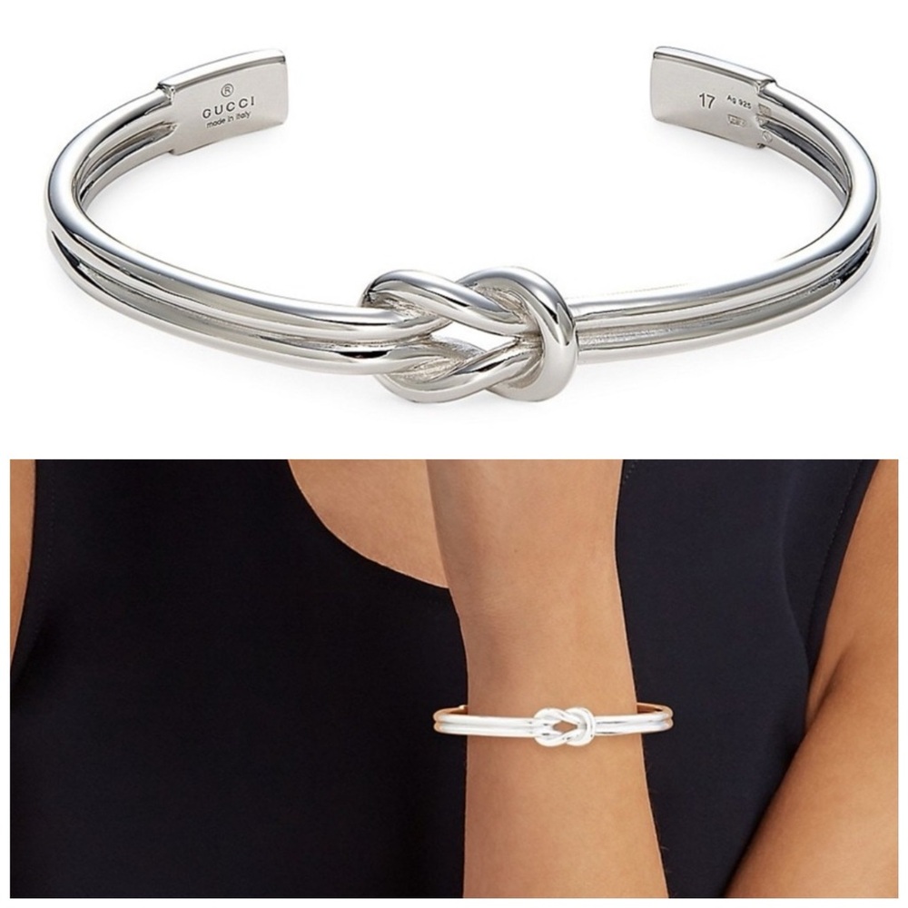 Gucci Sterling Silver Knotted Cuff Bracelet